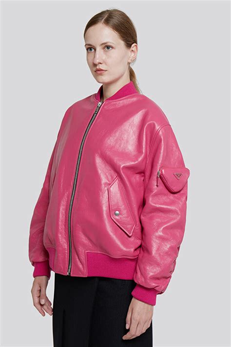 prada vintage leather coat|pink Prada bomber jacket.